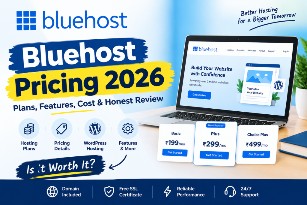 Is Bluehost Worth It in 2026? Pricing, Plans, WordPress Hosting & Honest Review Bluehost Pricing 2026 – Hosting Plans, Features, WordPress Hosting and Costs