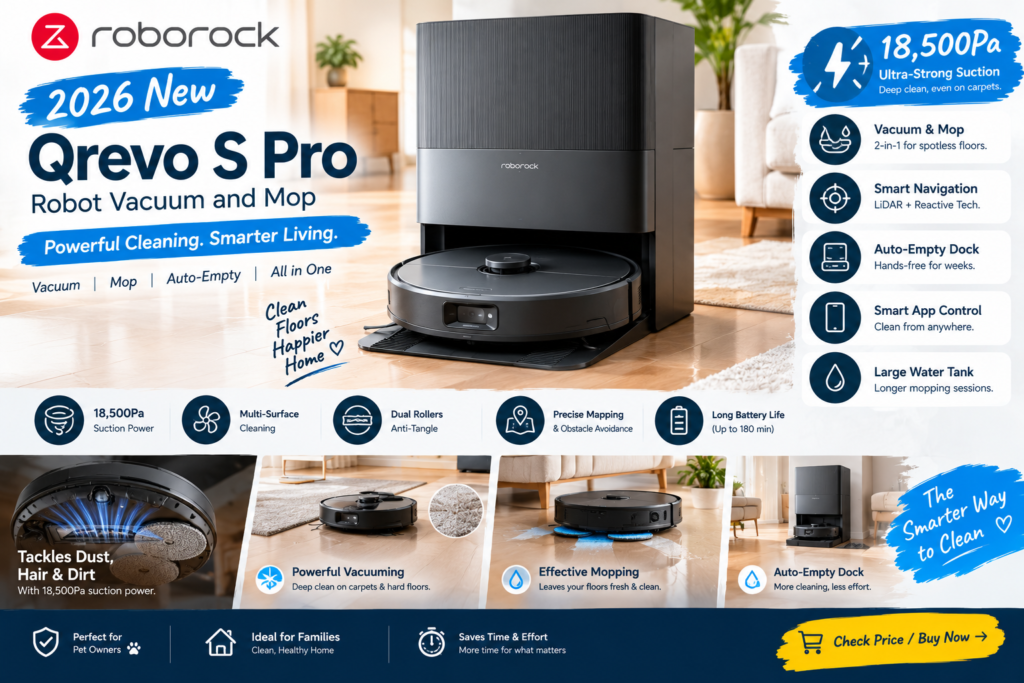 Roborock Qrevo S Pro Review 2026: Is This 18,500Pa Robot Vacuum and Mop Worth Buying?